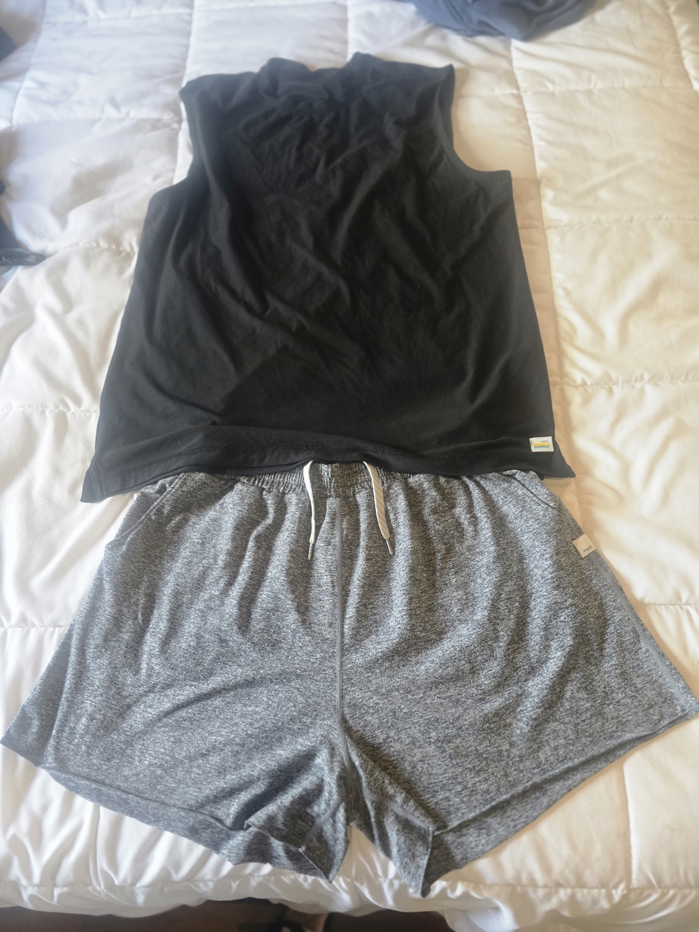 Vuori Men’s Black Tank Top with Gray Lounge Shorts Set